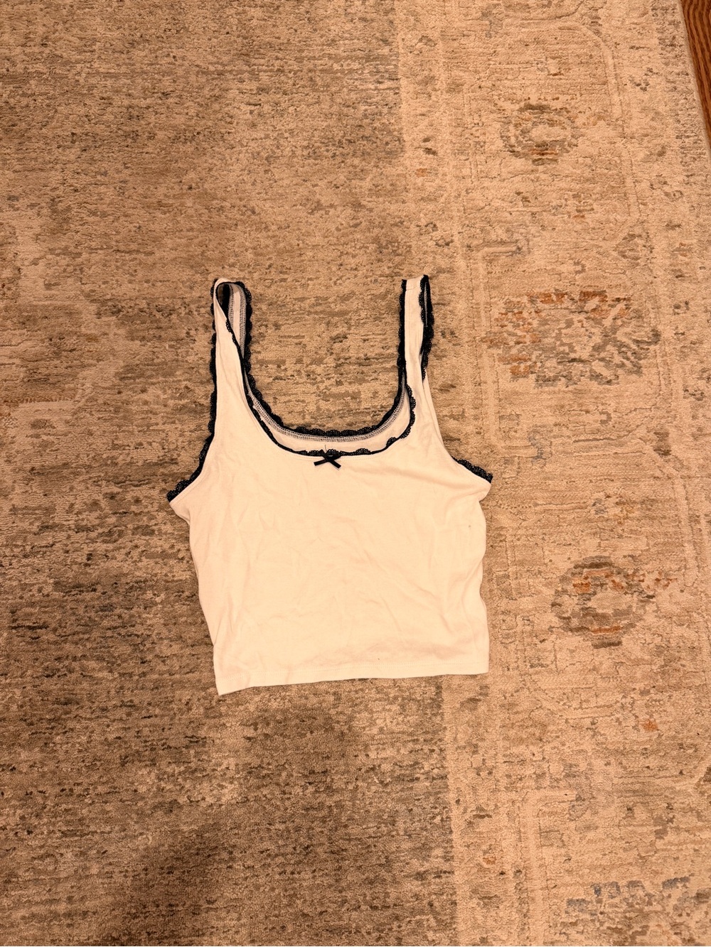 White Scoop Neck Tank with Navy Trim - Women's Top